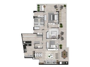 Apartamento de 160 m² com 4 dorms. (3 suítes)