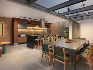 Perspectiva ilustrativa da churrasqueira gourmet