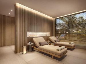 Perspectiva ilustrativa sauna com descanso