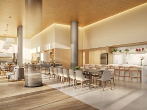 Perspectiva ilustrativa do salão de festas