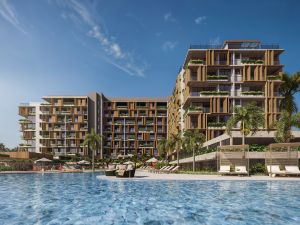 Perspectiva ilustrativa da piscina descoberta