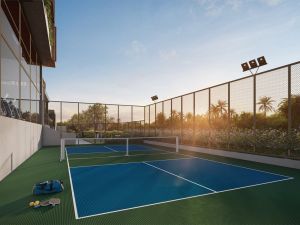 Perspectiva ilustrativa da quadra de pickleball