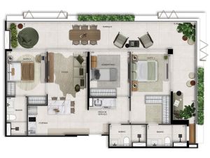 Apartamento de 116 m² com 3 dorms. (2 suítes)
