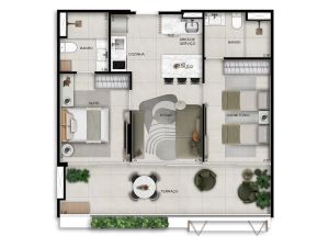 Apartamento de 69 m² com 2 suítes