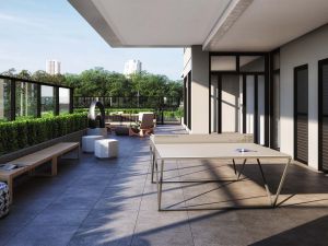 Perspectiva ilustrativa do espaço teen