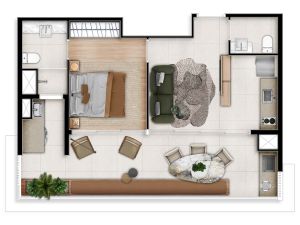 Apartamento de 57 m² com 1 suíte
