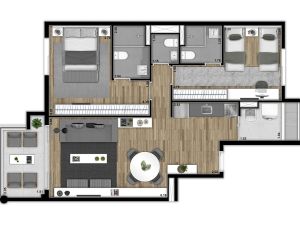 Apartamento de 80 m² com 2 suítes